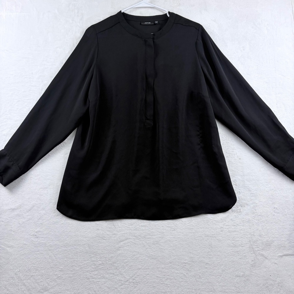 Apt. 9 Black Hidden Button Blouse Long Sleeve‎ Career Top Women's 0X